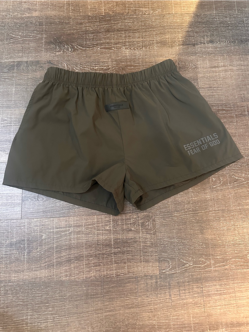 Essentials Fear of God Olive Green Running Shorts Size Large
